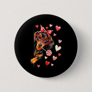Valentine’s Day Dog Cute Dachshund Dogs For Dog Mo Button