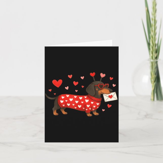 Valentine’s Day Dog Cute Dachshund Dogs For Dog Mo Card (Front)