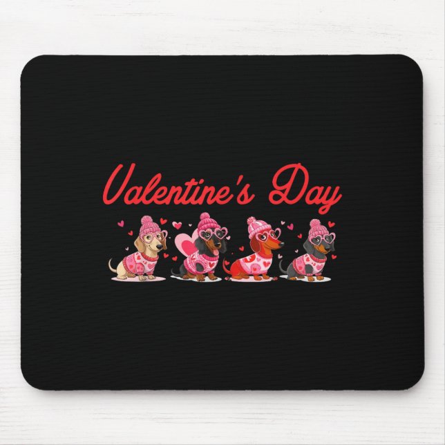 Valentine’s Day Dog Cute Dachshund Dogs For Dog Mo Mouse Pad (Front)