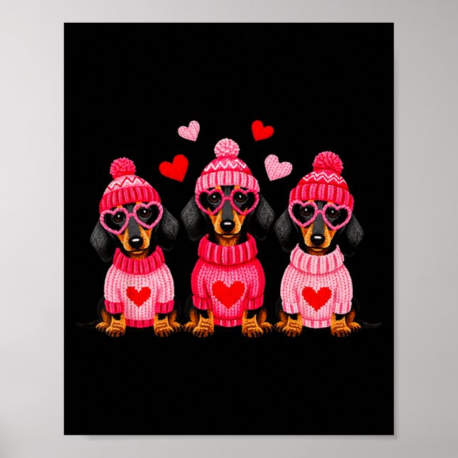 Valentine’s Day Dog Cute Dachshund Dogs For Dog Mo Poster (Front)