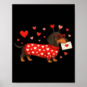 Valentine’s Day Dog Cute Dachshund Dogs For Dog Mo Poster