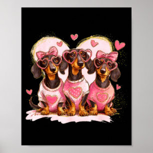 Valentine’s Day Dog Cute Dachshund Dogs For Dog Mo Poster