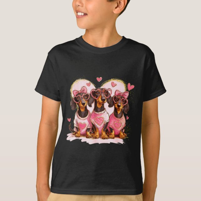 Valentine’s Day Dog Cute Dachshund Dogs For Dog Mo T-Shirt (Front)