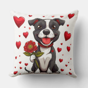 Valentine’s Day dog Throw Pillow