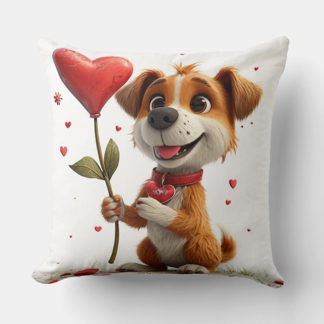 Valentine’s Day dog Throw Pillow (Front)