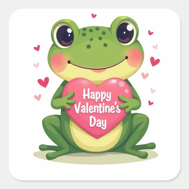 Valentine´s day frog square sticker (Front)