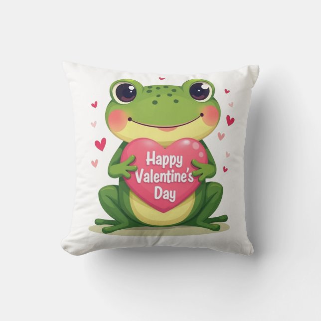 Valentine´s day frog throw pillow (Front)
