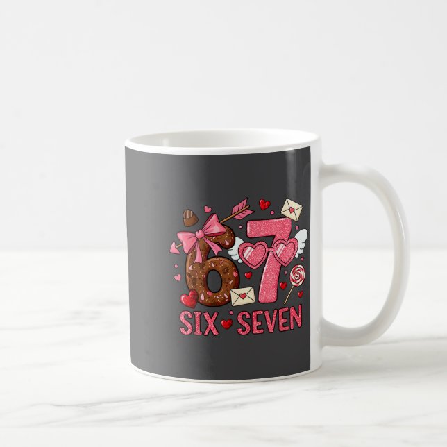 Valentine’s Day Funny 67 Meme Six Seven 6 7 Hearts Coffee Mug (Right)