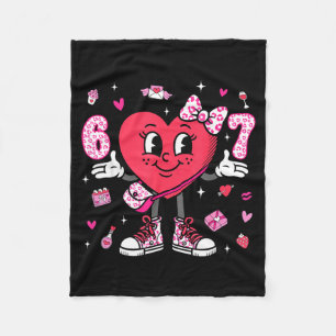 Valentine’s Day Funny 67 Meme Six Seven 6 7 Valent Fleece Blanket