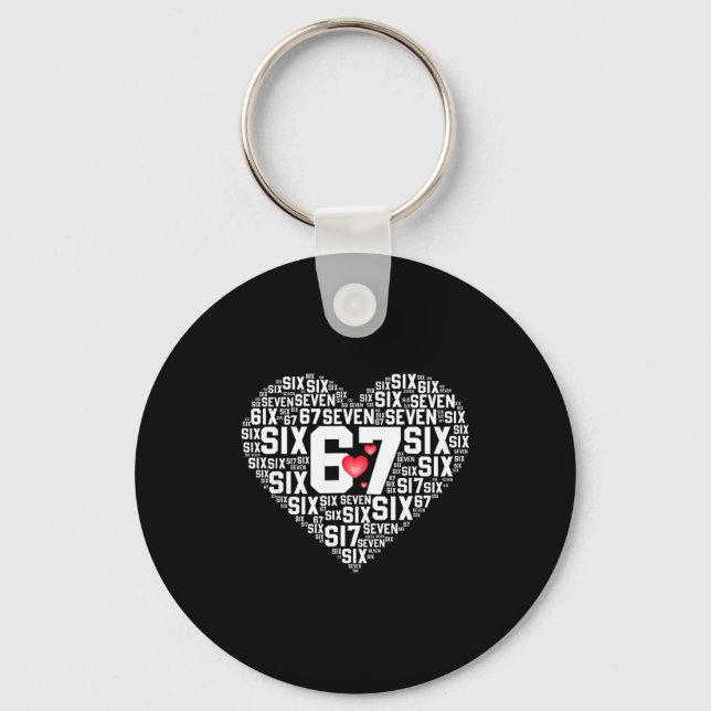 Valentine’s Day Funny 67 Meme Six Seven 6 7 Valent Keychain (Front)