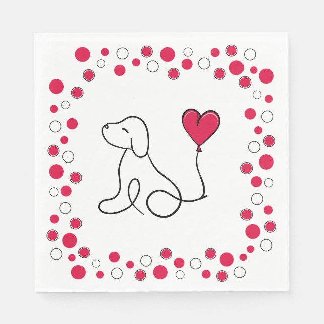 Valentine’s Day Galentine’s Day Dog Party Napkins (Front)