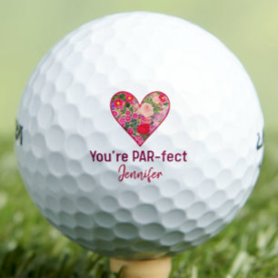 Valentine’s Day Gift for Her, Floral PARfect Heart Golf Balls
