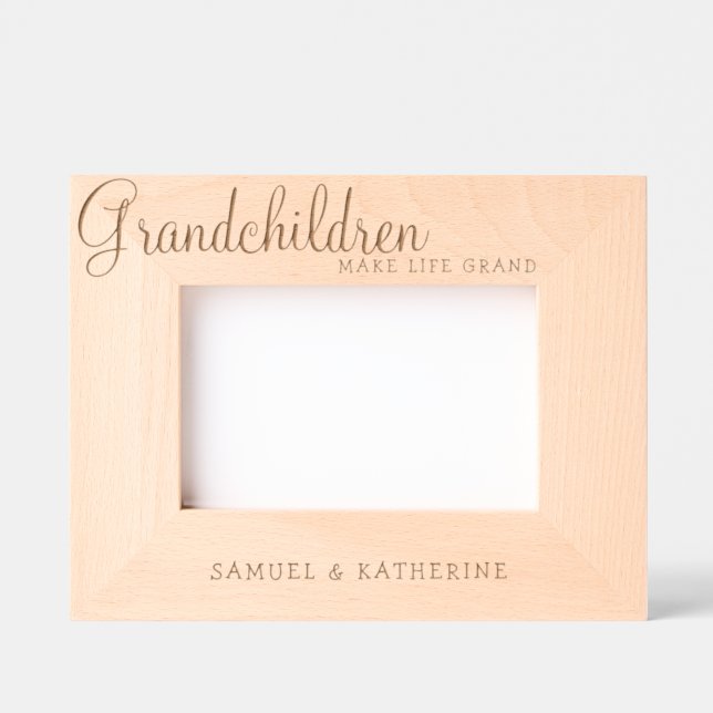 Valentine’s Day Grandchildren Make Life Grand Wood Engraved Frames (Front)