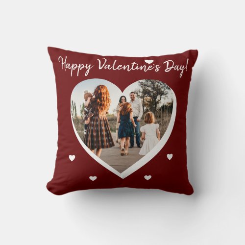 Valentines day Heart Family Photo Script Throw Pillow