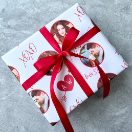 Valentine’s Day Heart &amp; Initials Custom Photo Wrapping Paper