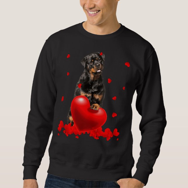Valentine S Day Heart Rottweiler Dog Lover 21 Sweatshirt (Front)