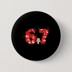 Valentine’s Day Hearts 67 Meme Six Seven 6 7 Cute  Button
