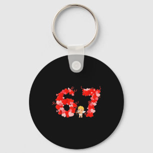 Valentine’s Day Hearts 67 Meme Six Seven 6 7 Cute  Keychain