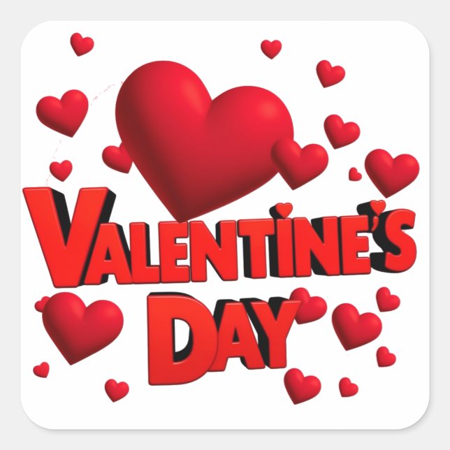 Valentine´s day hearts love  square sticker (Front)