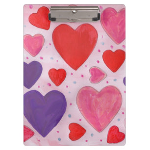 Valentine’s Day Hearts Pink Purple and Red Pattern Clipboard