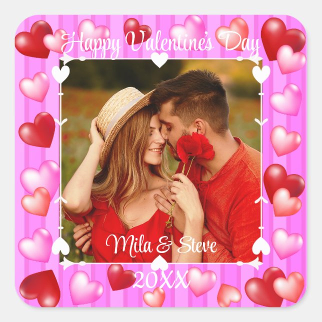Valentine’s Day Hearts Square Sticker (Front)