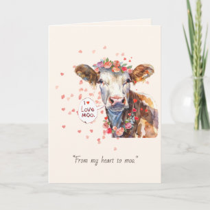 Valentine’s Day I Love Moo Cute Romantic Card