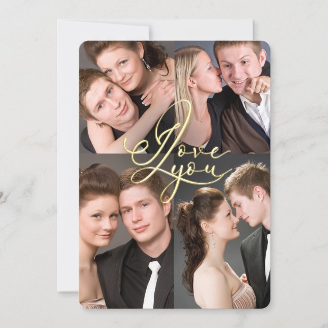 Valentine’s Day I Love You Photo Collage  Holiday Card (Front)