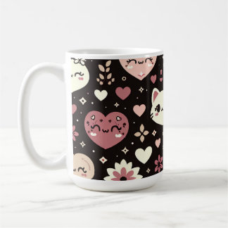 Valentine’s Day Kawaii Cats Hearts Flower Pattern Coffee Mug