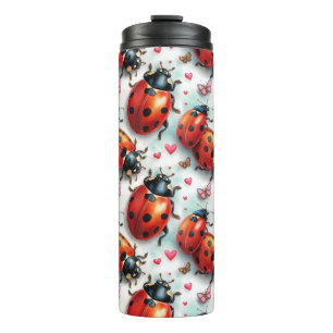 Valentine`s Day Ladybug Love Pattern Thermal Tumbler