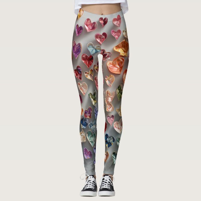 Valentine’s Day Leggings – Romantic Heart Pattern  (Front)