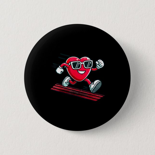 Valentine’s Day Love Heart Runner Track Running  Button (Front)