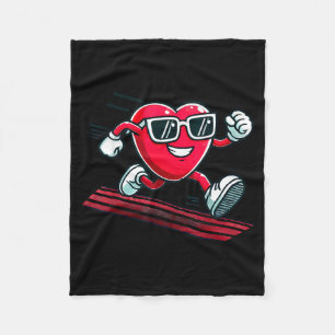 Valentine’s Day Love Heart Runner Track Running  Fleece Blanket
