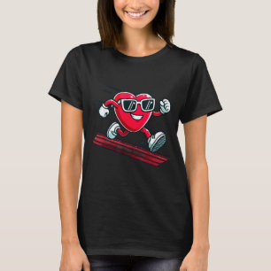 Valentine’s Day Love Heart Runner Track Running  T-Shirt