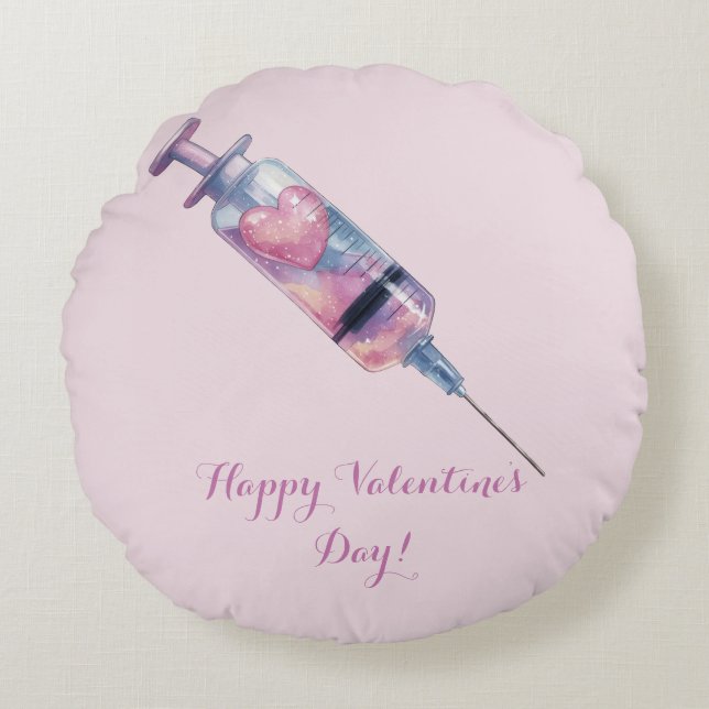 Valentine’s Day Love Injection Design Round Pillow (Front)