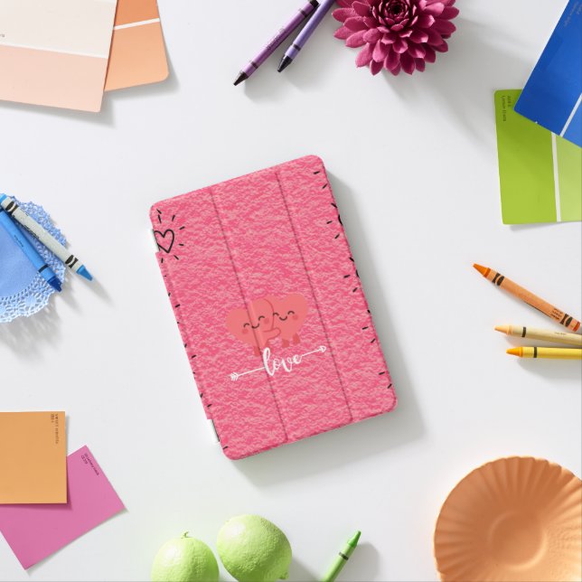 Valentine’s Day Love iPad Cover – Pink Hearts Desi (In Situ)