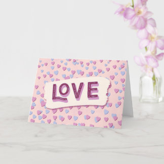 Valentine’s Day Love Pink and Blue Hearts Card