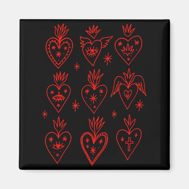 Valentine’s Day Mexican Milagro Gothic Goth Sacred Magnet (Front)