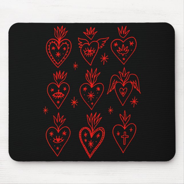 Valentine’s Day Mexican Milagro Gothic Goth Sacred Mouse Pad (Front)
