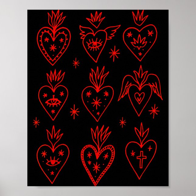 Valentine’s Day Mexican Milagro Gothic Goth Sacred Poster (Front)