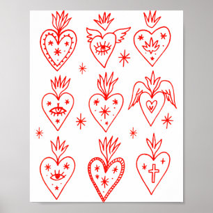 Valentine’s Day Mexican Milagro Gothic Goth Sacred Poster