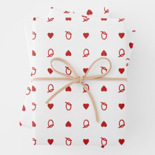 Valentine’s Day Modern Queen of Hearts Card Wrapping Paper Sheets
