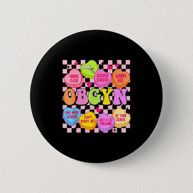 Valentine’s Day Obgyn Nurse Gynaecology Gynaecolog Button (Front)