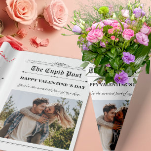 Valentine’s Day Our Love Story Timeline Newspaper Wrapping Paper