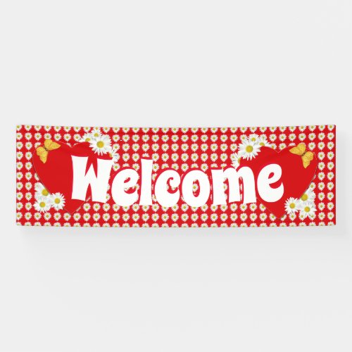 Valentineâs Day Party Daisy Heart Welcome Banner