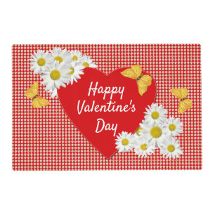 Valentine’s Day Party Daisy Hearts Custom Paper Pl Placemat