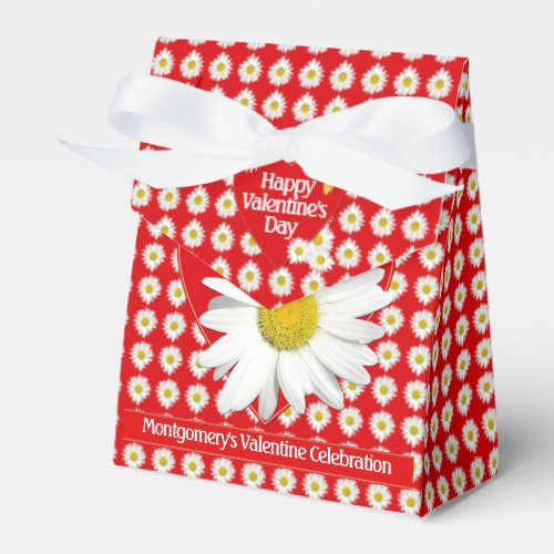 Valentines Day Party White Daisy Heart Custom Favor Boxes