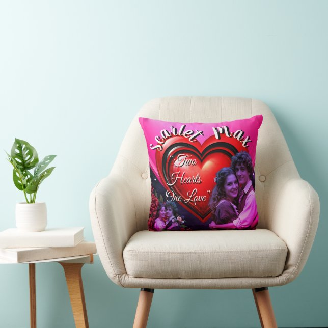Valentine’s Day Photo Collage Red Pink Hearts Throw Pillow (Chair)