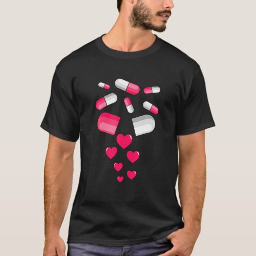 Valentine s Day Pills Heart Cute Hearts Medicine P T_Shirt