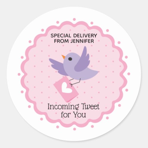 Valentineâs Day Special Delivery Air Mail Incoming Classic Round Sticker