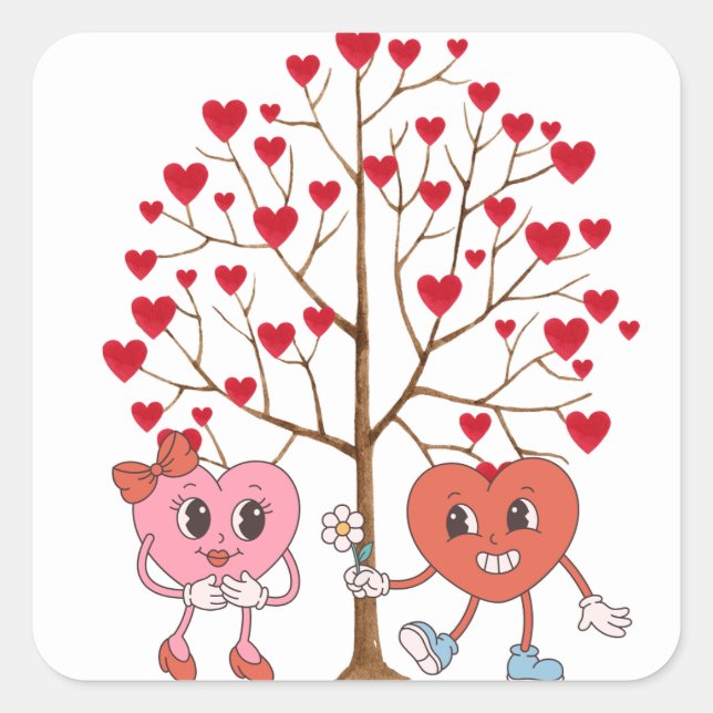 Valentine’s Day Stickers, Heart Stickers, Love Square Sticker (Front)
